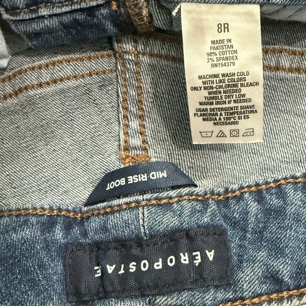 Aeropostale Blue Mid Rise Bootcut Boot Jeans Medium Wash Size 8 R NEW Tags - Picture 3 of 10